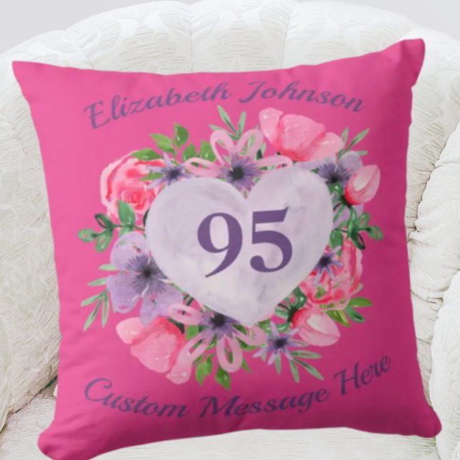 Pink 95th Birthday Pillow for Women (Creator Uploaded)