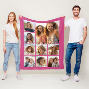 Pink 9 Photo Instagram Collage --- CAN edit COLOR Fleece Blanket