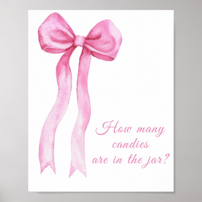 Pink a bow - guess how many candies in jar poster (Front)