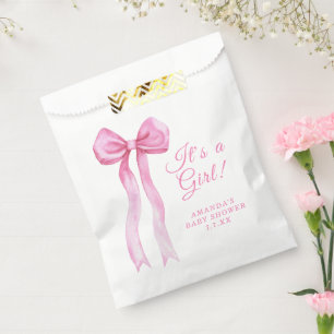 Pink a Bow It's Girl Baby shower Favour Bag
