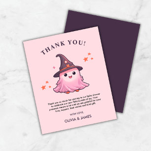 Pink A Little Boo Baby Shower Thank You Card 