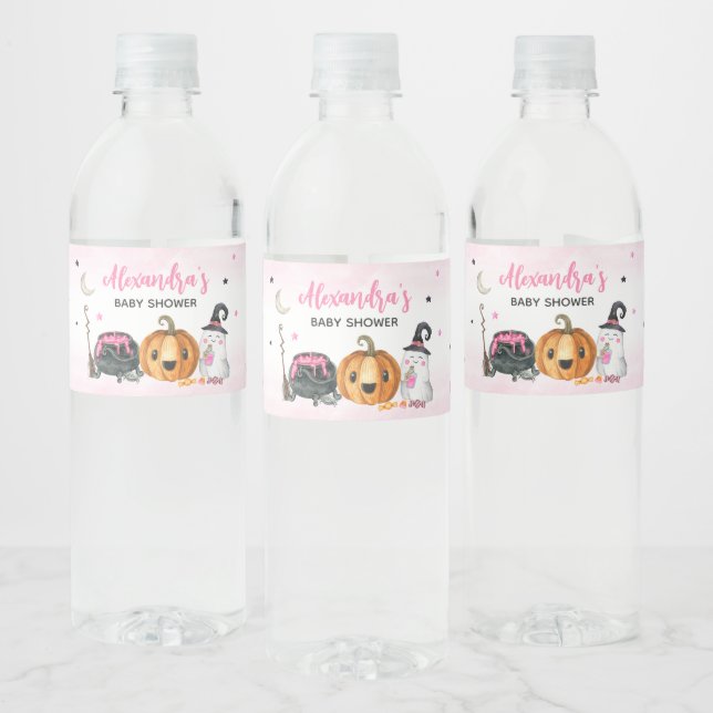 Pink A Little Boo Baby Shower  Water Bottle Label (Bottles)
