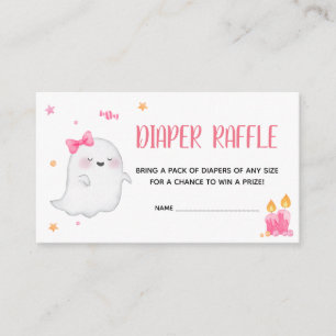 Pink A Little Boo Ghost Baby Shower Diaper Raffle Enclosure Card