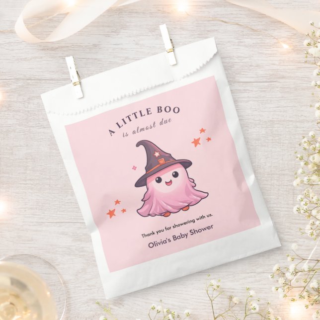 Pink A Little Boo Halloween Baby Shower  Favour Bag (Clipped)