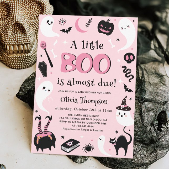Pink A little Boo Halloween Baby Shower Invitation (Creator Uploaded)