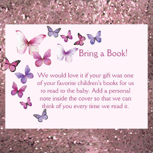 Pink A Little Butterfly Baby Shower Enclosure Card