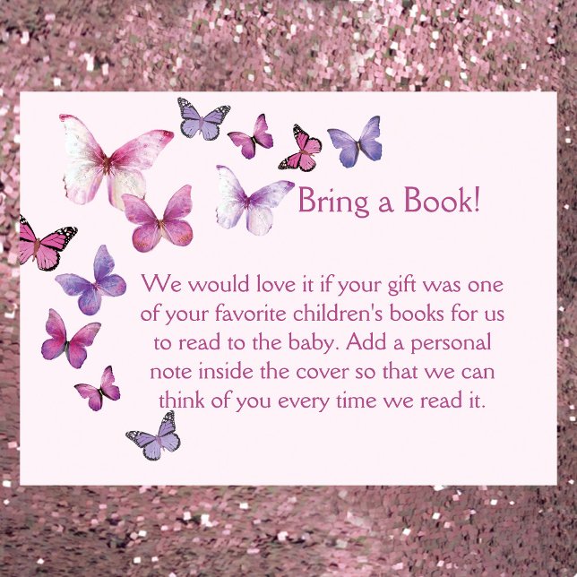 Pink A Little Butterfly Baby Shower  Enclosure Card (Creator Uploaded)