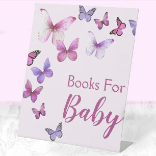 Pink A Little Butterfly Baby Shower Gifts Pedestal Sign