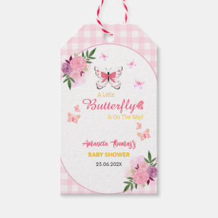 Pink A Little Butterfly Is On The Way Baby Shower  Gift Tags