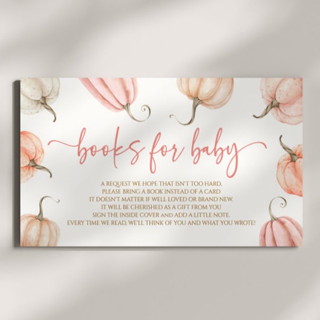 Pink A Little Pumpkin Baby Shower Books For Baby Enclosure Card (Creator Uploaded)
