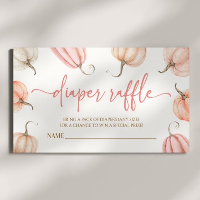 Pink A Little Pumpkin Baby Shower Diaper Raffle Enclosure Card (Creator Uploaded)