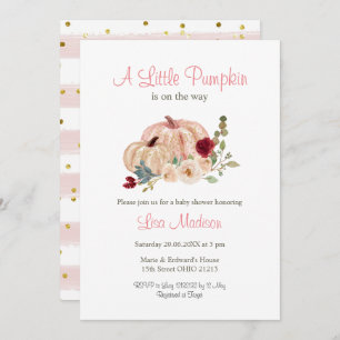 Pink A Little Pumpkin Is On The Way Invitation