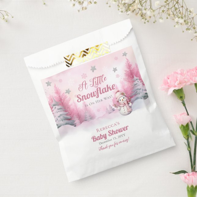 Pink A Little Snowflake | Snow Girl Baby Shower Favour Bag (Sealed)