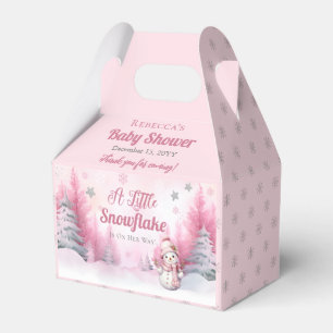 Pink A Little Snowflake   Snow Girl Baby Shower Favour Box