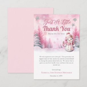 Pink A Little Snowflake   Snow Girl Baby Shower Thank You Card