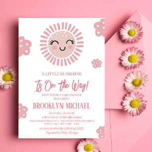 Pink A Little Sunshine is on the way Baby Shower  Invitation