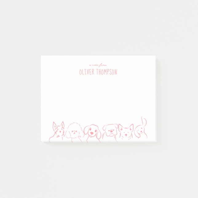 Pink A Note From Cute Dog Animal Sketch Notes (Front)