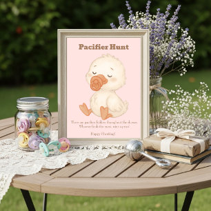 Pink A Silly Goose Pacifier Hunt Baby Shower Invitation