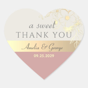 Pink A Sweet Thank You Wedding Favour Heart Sticker