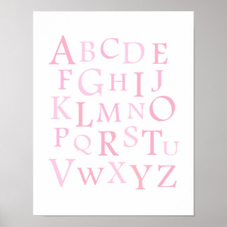 Pink ABC Nursery Typography Print