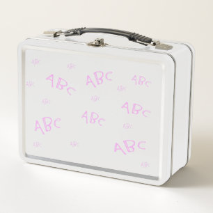Pink ABCs Metal Lunch Box