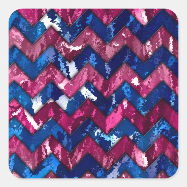 Pink Abstract Art Chevron Design Square Sticker (Front)