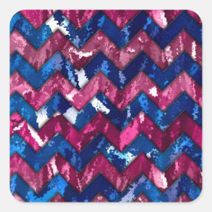 Pink Abstract Art Chevron Design Square Sticker