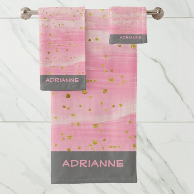 Pink Abstract Bath Towel Set (Creator Uploaded)