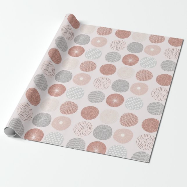 Pink Abstract Circle Wrapping Paper (Unrolled)