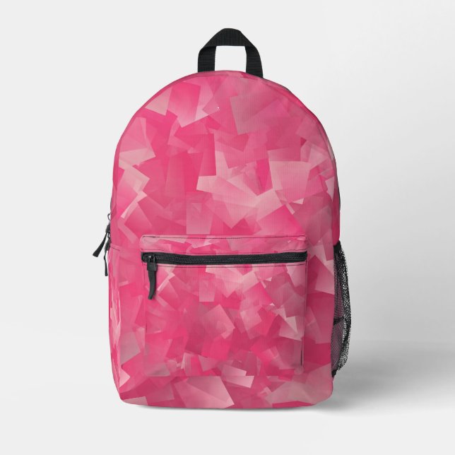 pink abstract cubism printed backpack (Front)