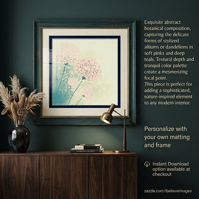 Pink abstract dandelions art poster (Creator Uploaded)