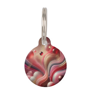 Pink Abstract Design Round Pet Tag