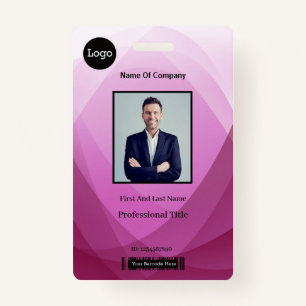 Pink Abstract Employee Photo Identification ID ID Badge