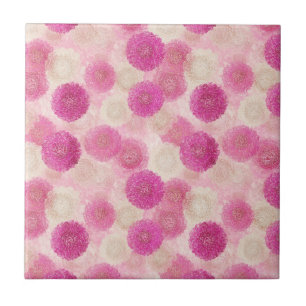 Pink Abstract Floral Lace Circle Pattern Ceramic Tile