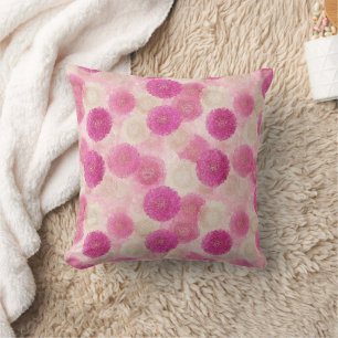 Pink Abstract Floral Lace Circle Pattern Cushion