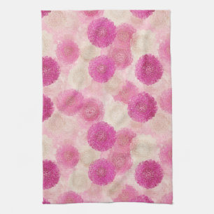 Pink Abstract Floral Lace Circle Pattern Tea Towel