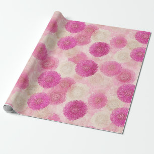 Pink Abstract Floral Lace Circle Pattern Wrapping Paper