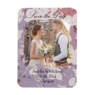 Pink Abstract Floral Save The Date Magnet