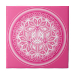 Pink Abstract Flower Ceramic Tile 4.25 Inch