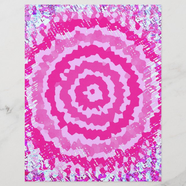 Pink Abstract Flower Scrapbook Paper Bulk Pages (Front)