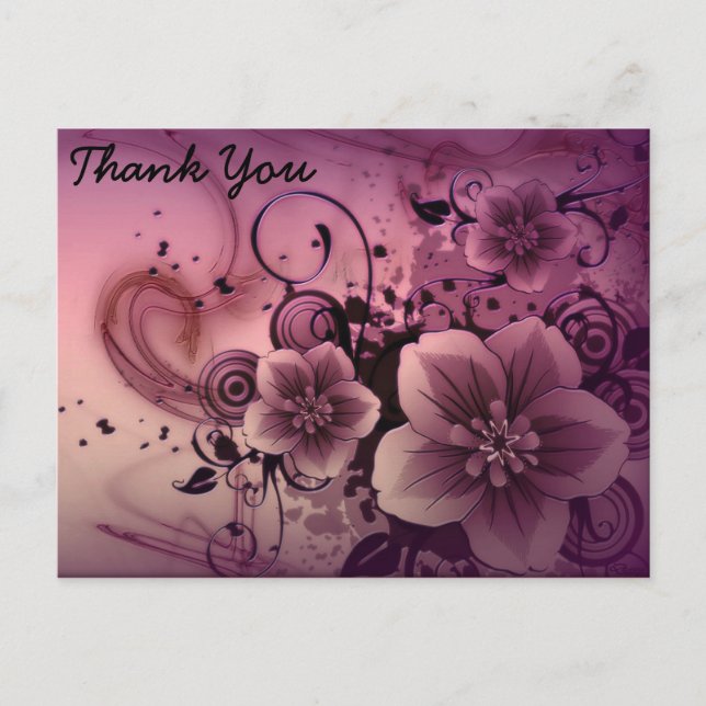 Pink Abstract Flowers Postcard (Front)