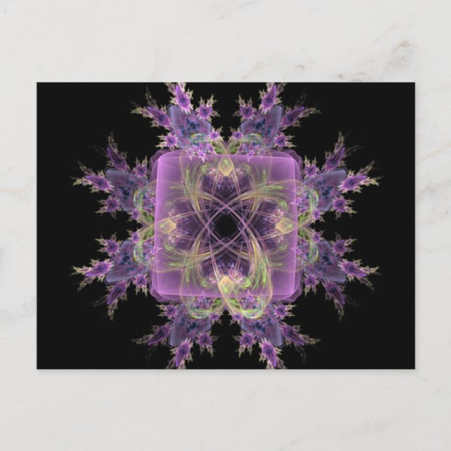 Pink Abstract Fowers Postcard (Front)