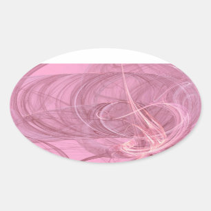 Pink Abstract Fractal Oval Sticker