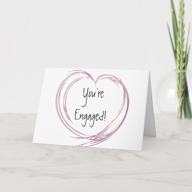 Pink Abstract Heart Engagement Card (Front)