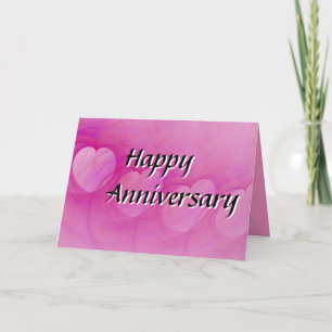Pink Abstract Heart Happy Anniversary Card