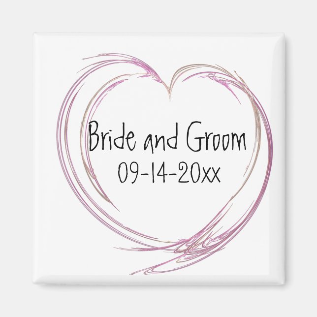Pink Abstract Heart Wedding Magnet (Front)