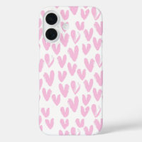 Pink Abstract Hearts On White