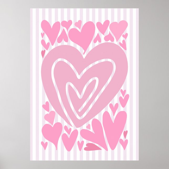 Pink Abstract Hearts Poster (Front)