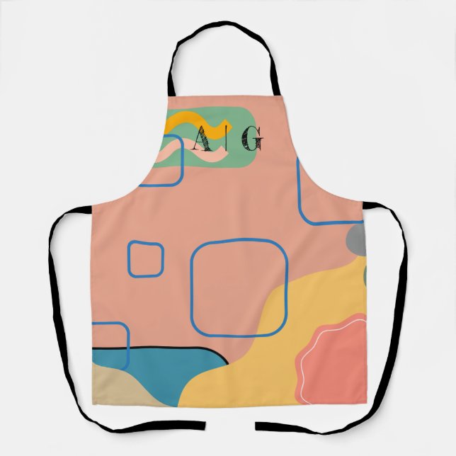 Pink, Abstract Kitchen Apron Customisable (Front)
