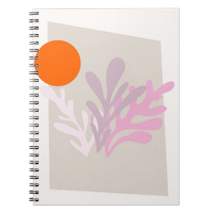 Pink Abstract Leaves with Sun Notebook